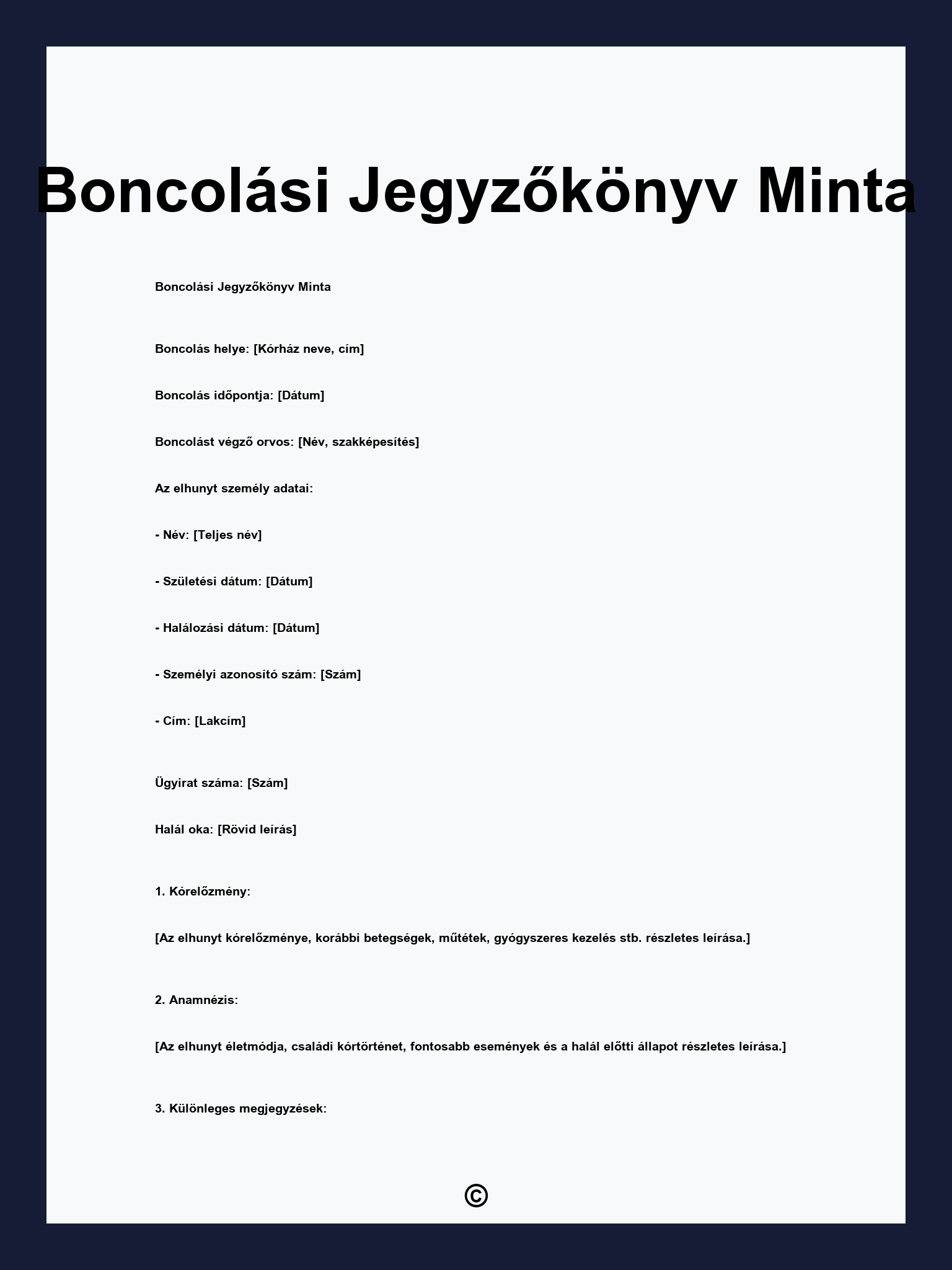 Boncolási Jegyzőkönyv Minta