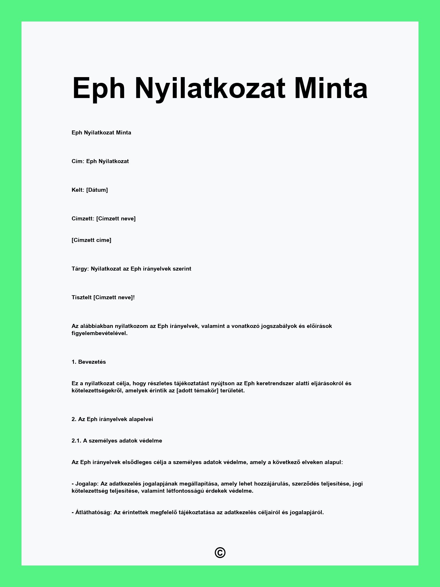 Eph Nyilatkozat Minta