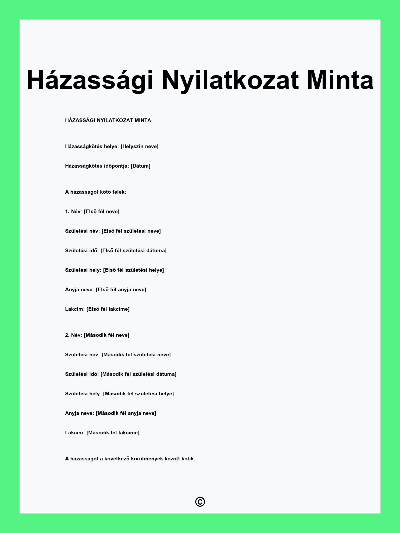 Házassági Nyilatkozat Minta