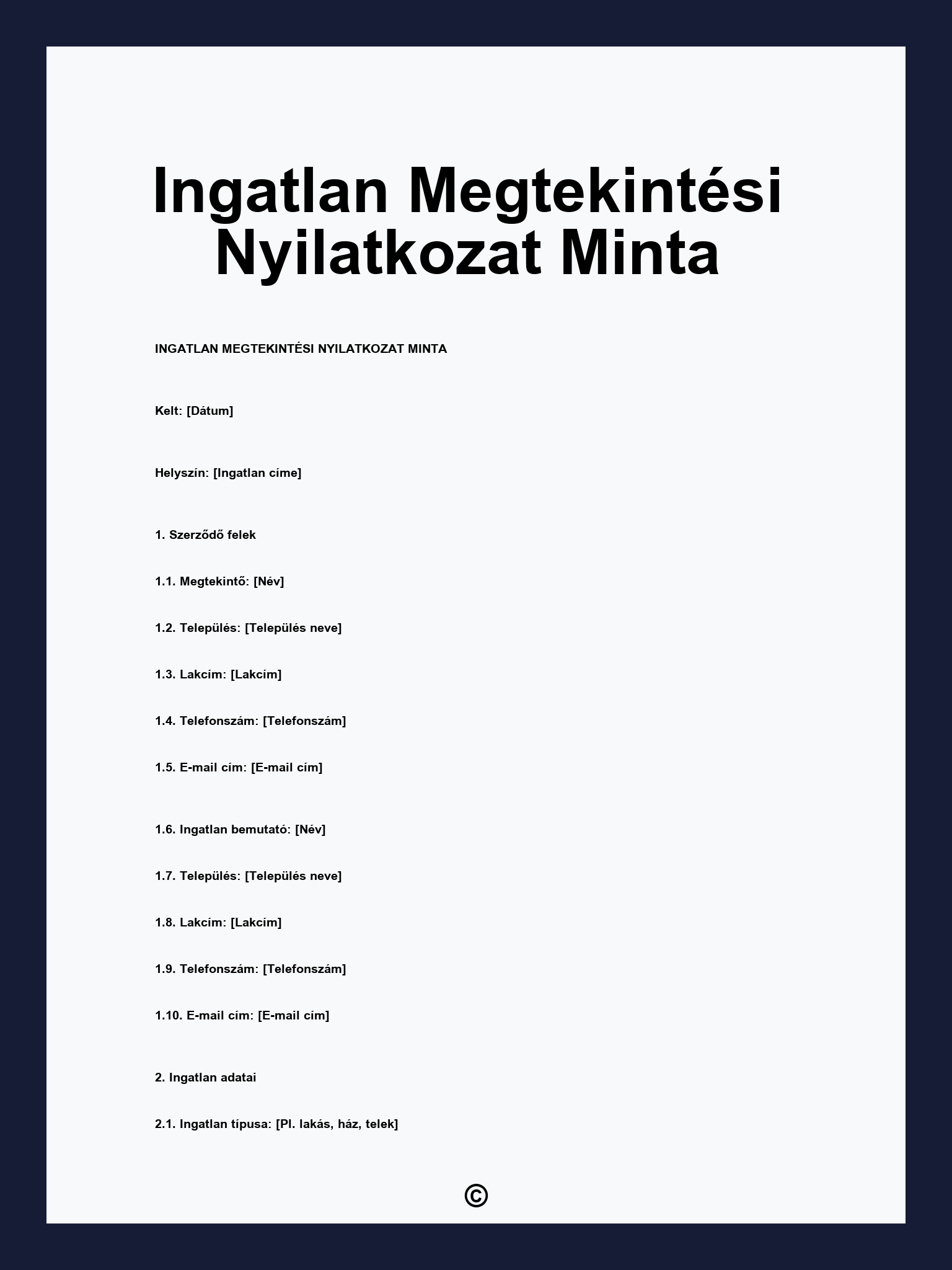 Ingatlan Megtekintési Nyilatkozat Minta