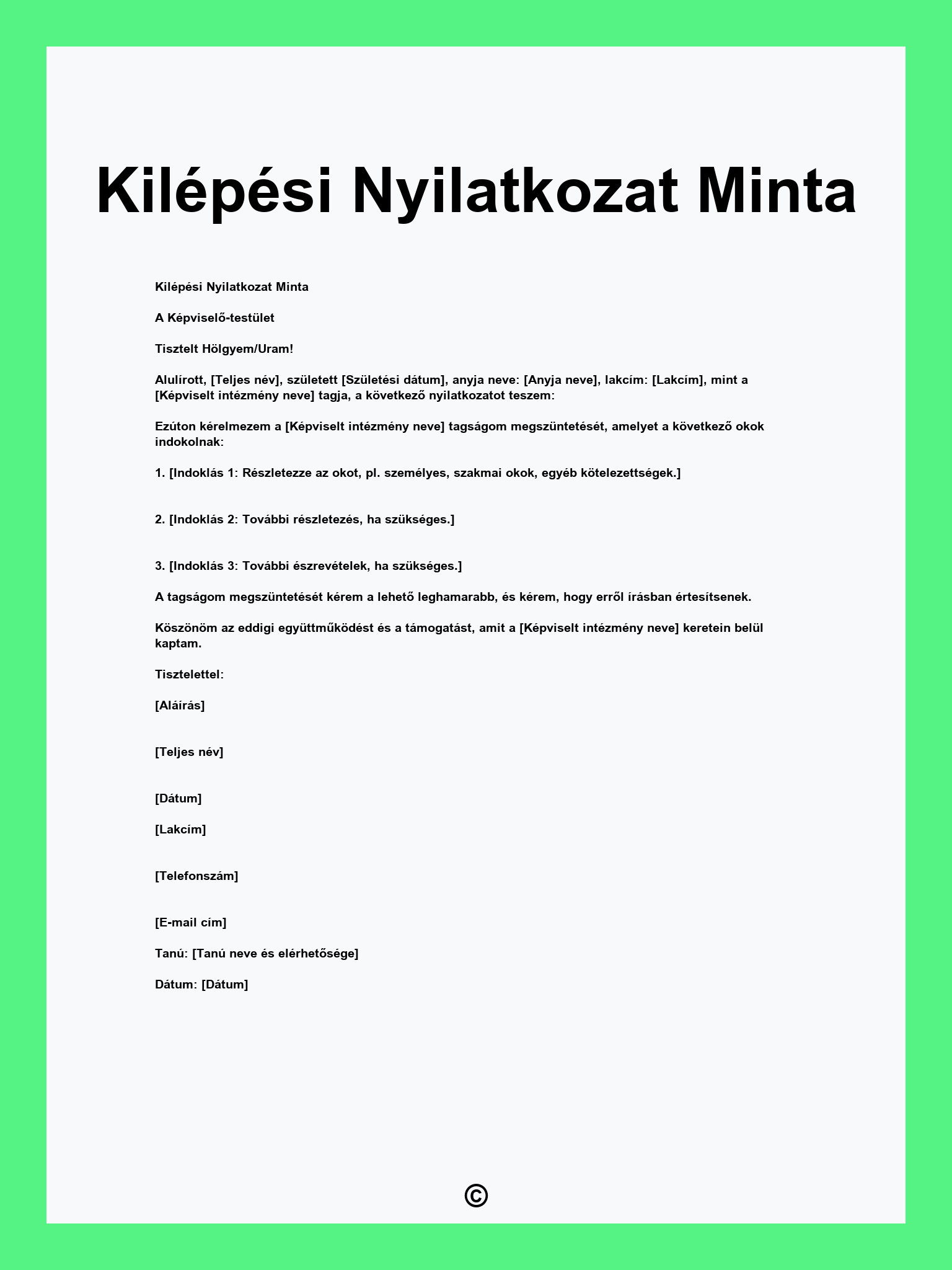 Kilépési Nyilatkozat Minta