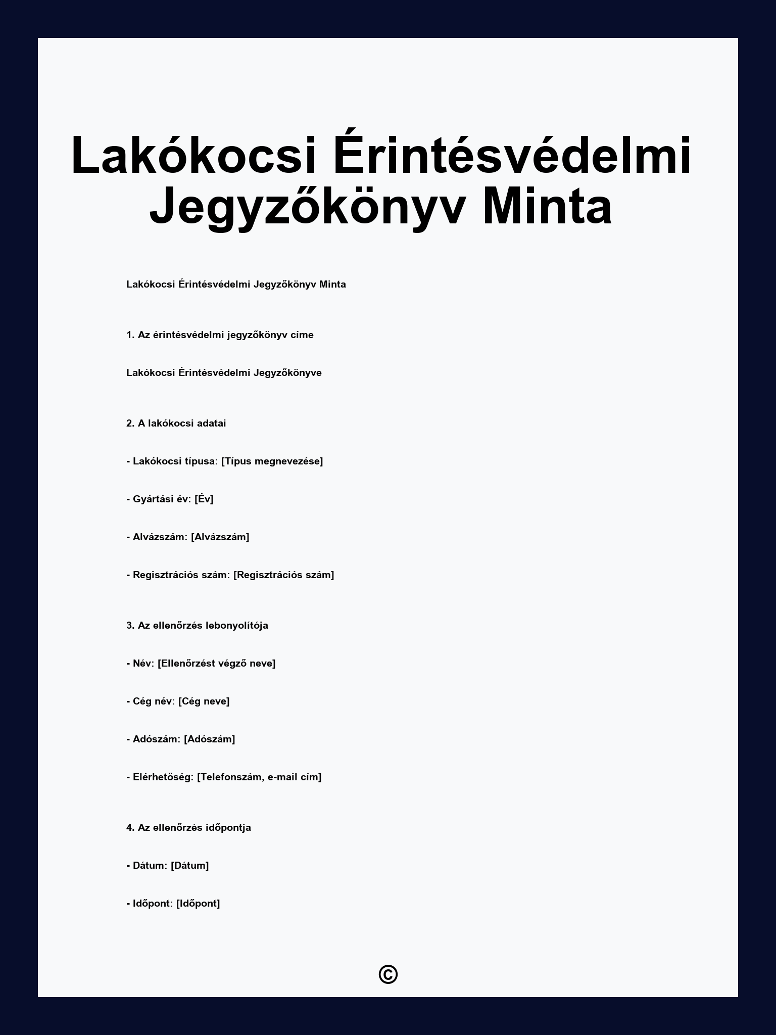 Lakókocsi Érintésvédelmi Jegyzőkönyv Minta