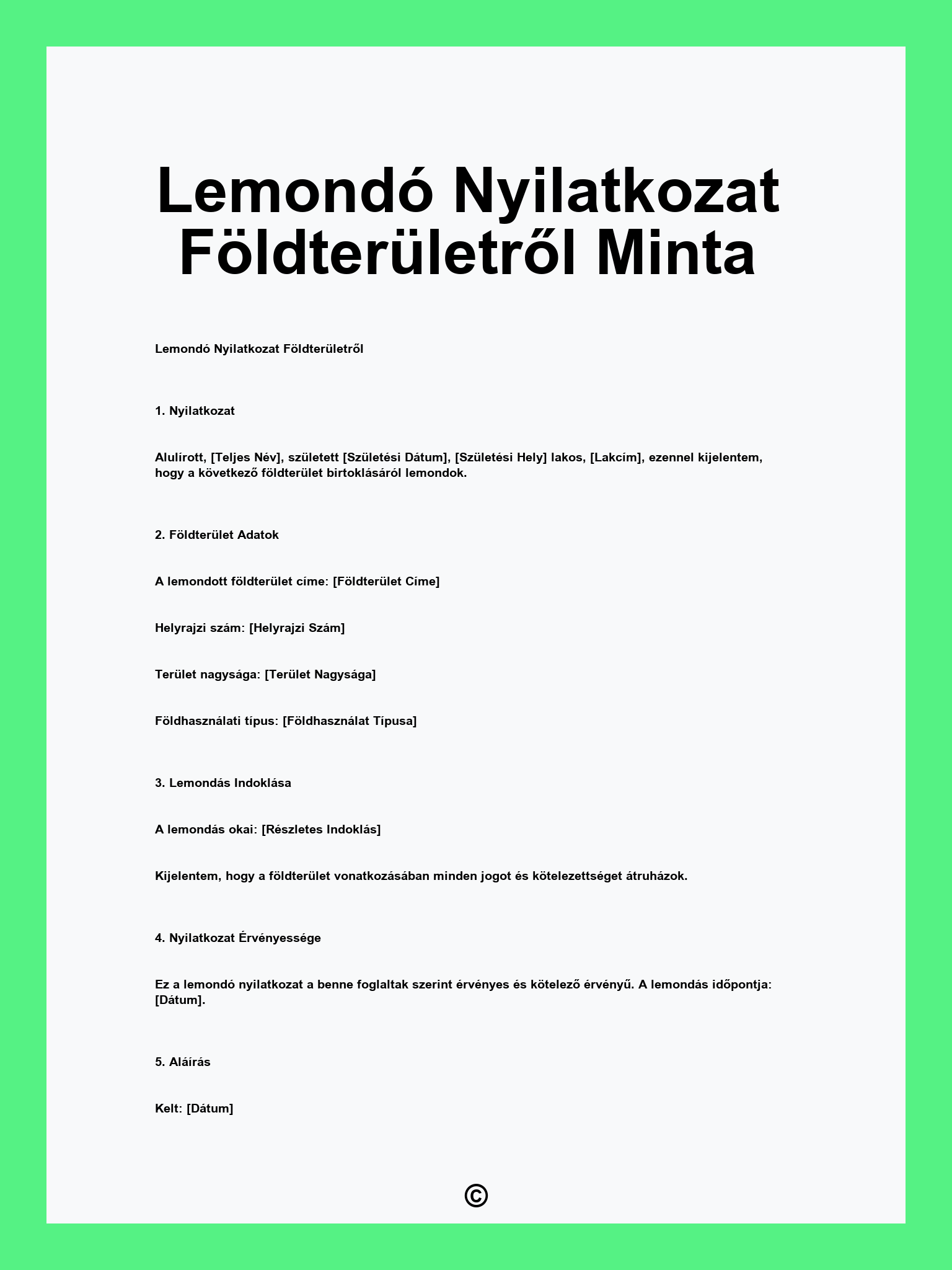 Lemondó Nyilatkozat Földterületről Minta