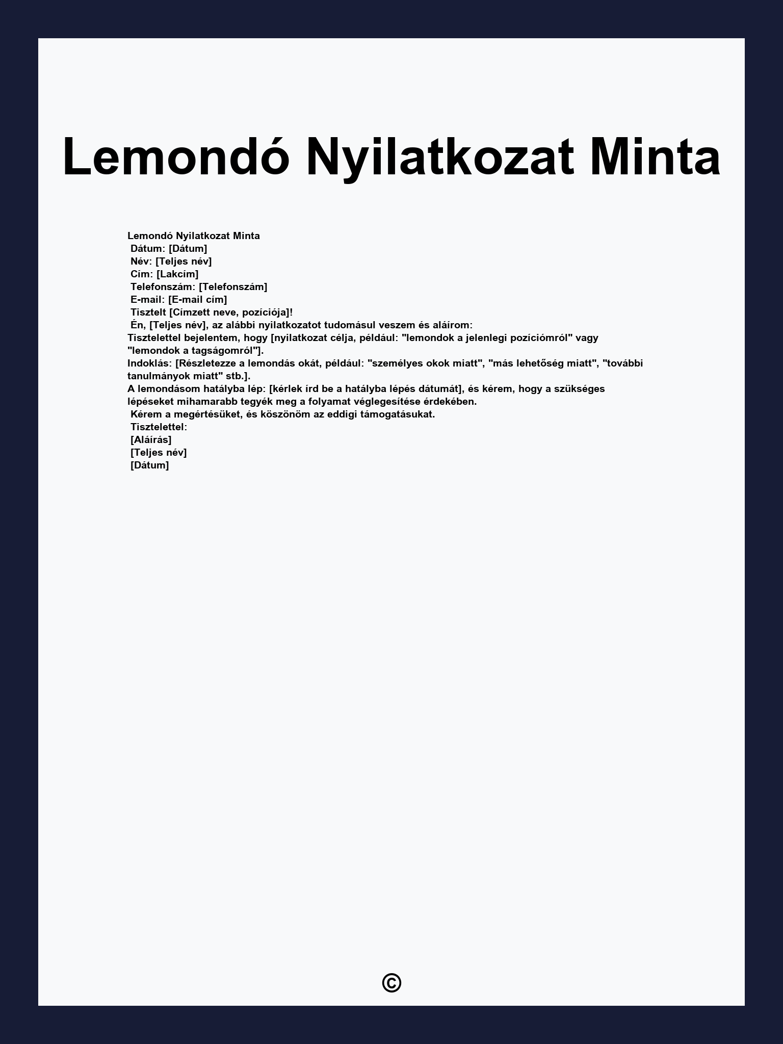 Lemondó Nyilatkozat Minta