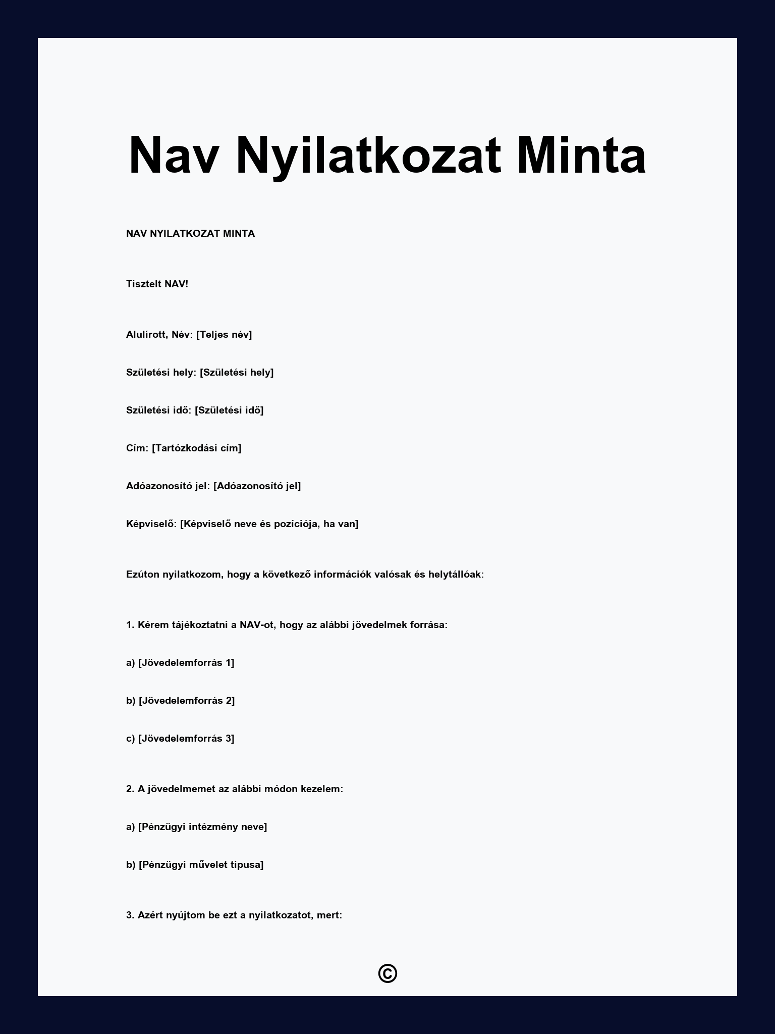 Nav Nyilatkozat Minta