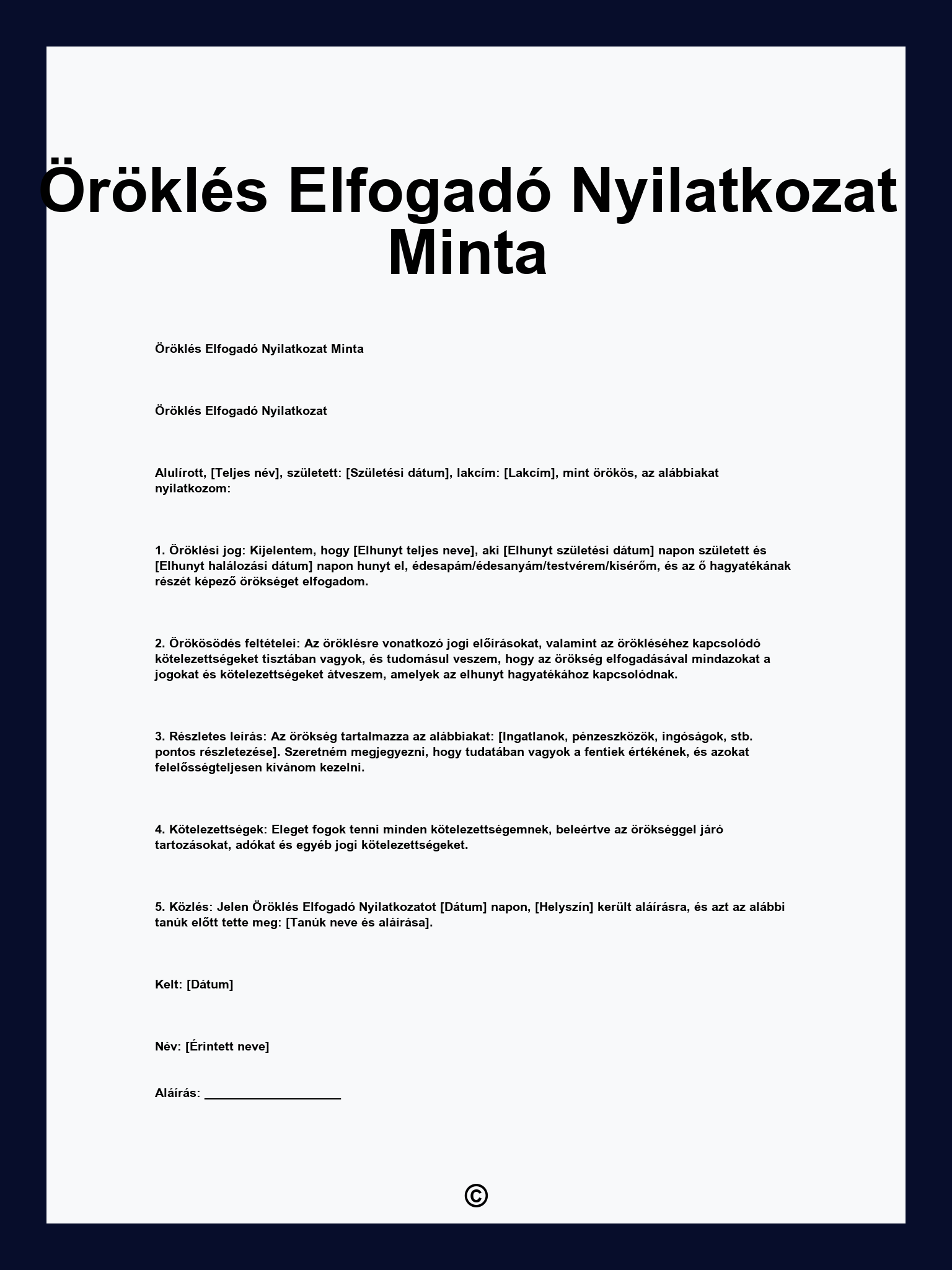 Öröklés Elfogadó Nyilatkozat Minta